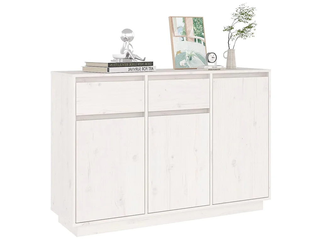 Sideboard Weiß 110x34x75 cm Massivholz Kiefer