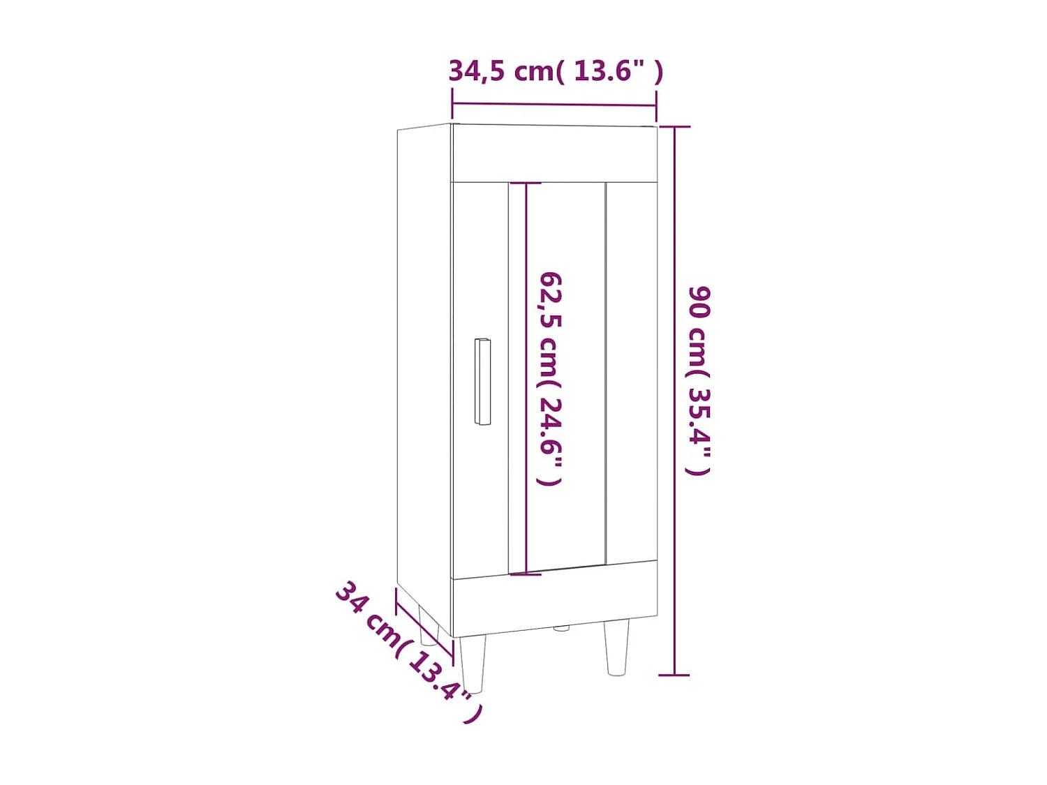 Buffet blanc 34,5x34x90 cm bois d'ingénierie