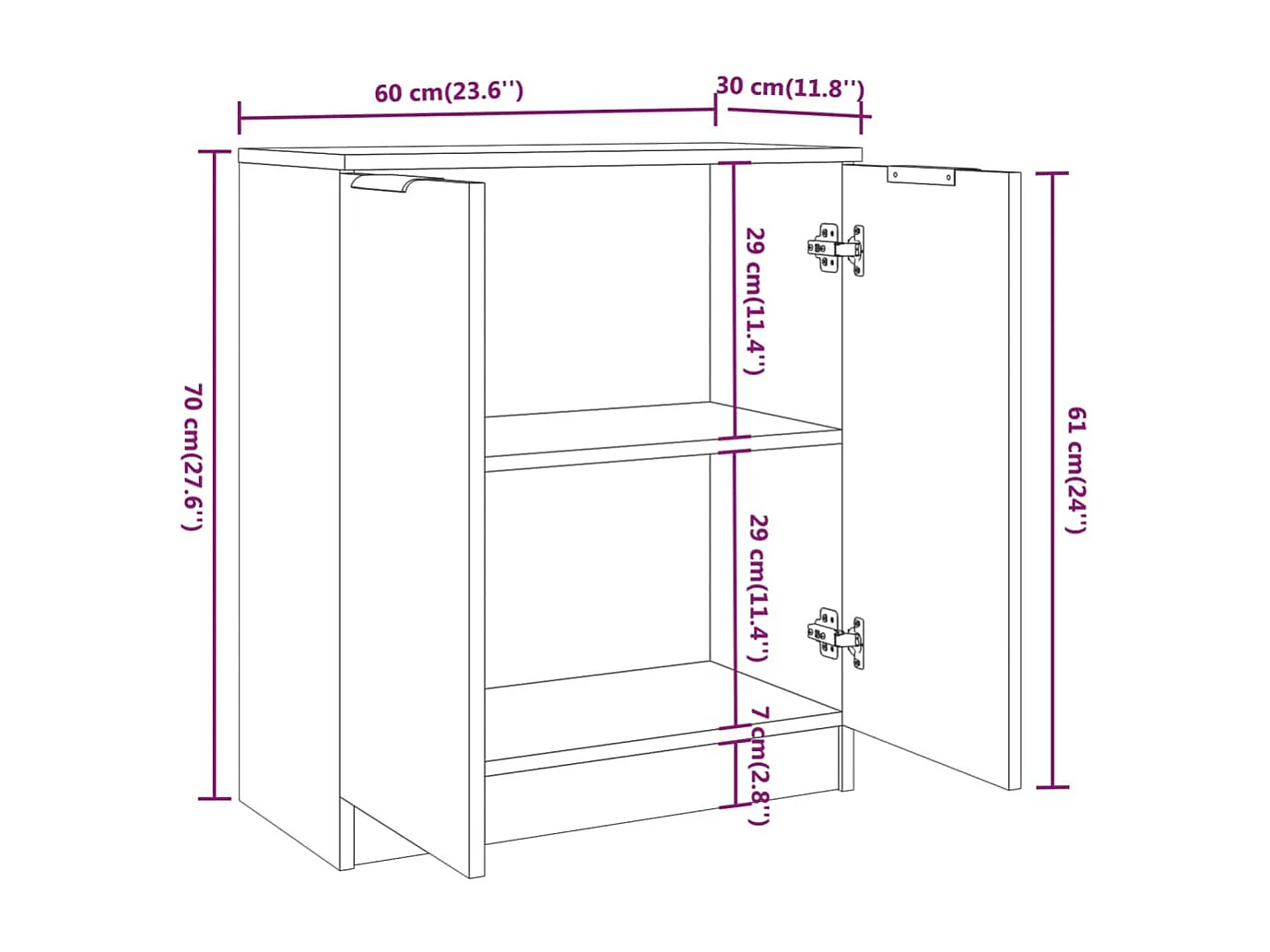 Buffets 3 pcs noir bois d'ingénierie