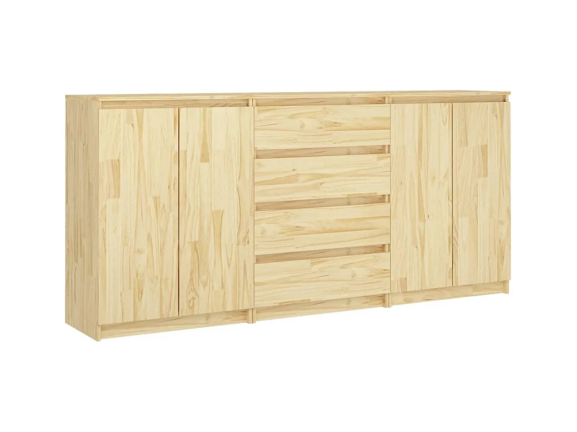 Credenze 3 pz in Legno Massello di Pino
