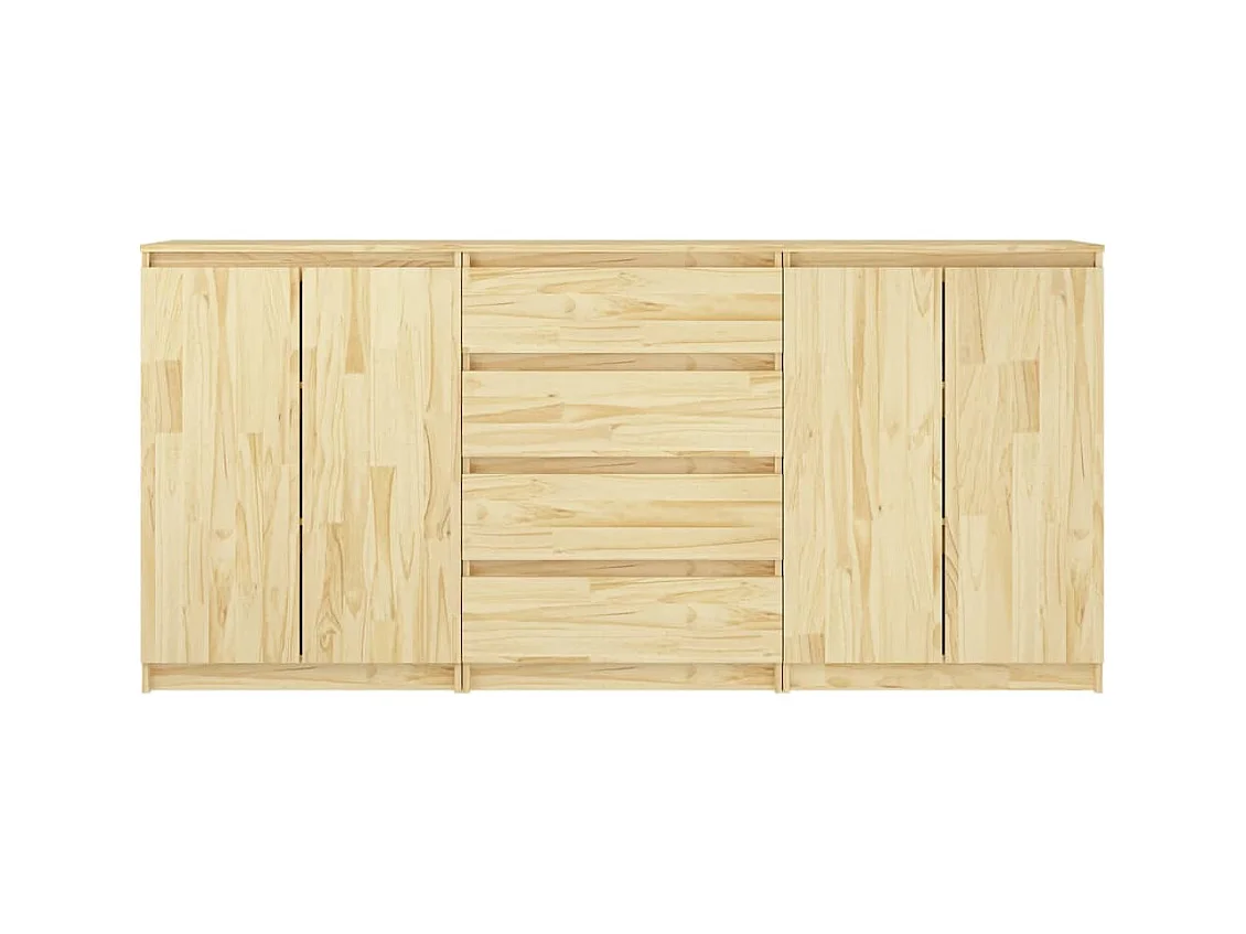 Credenze 3 pz in Legno Massello di Pino