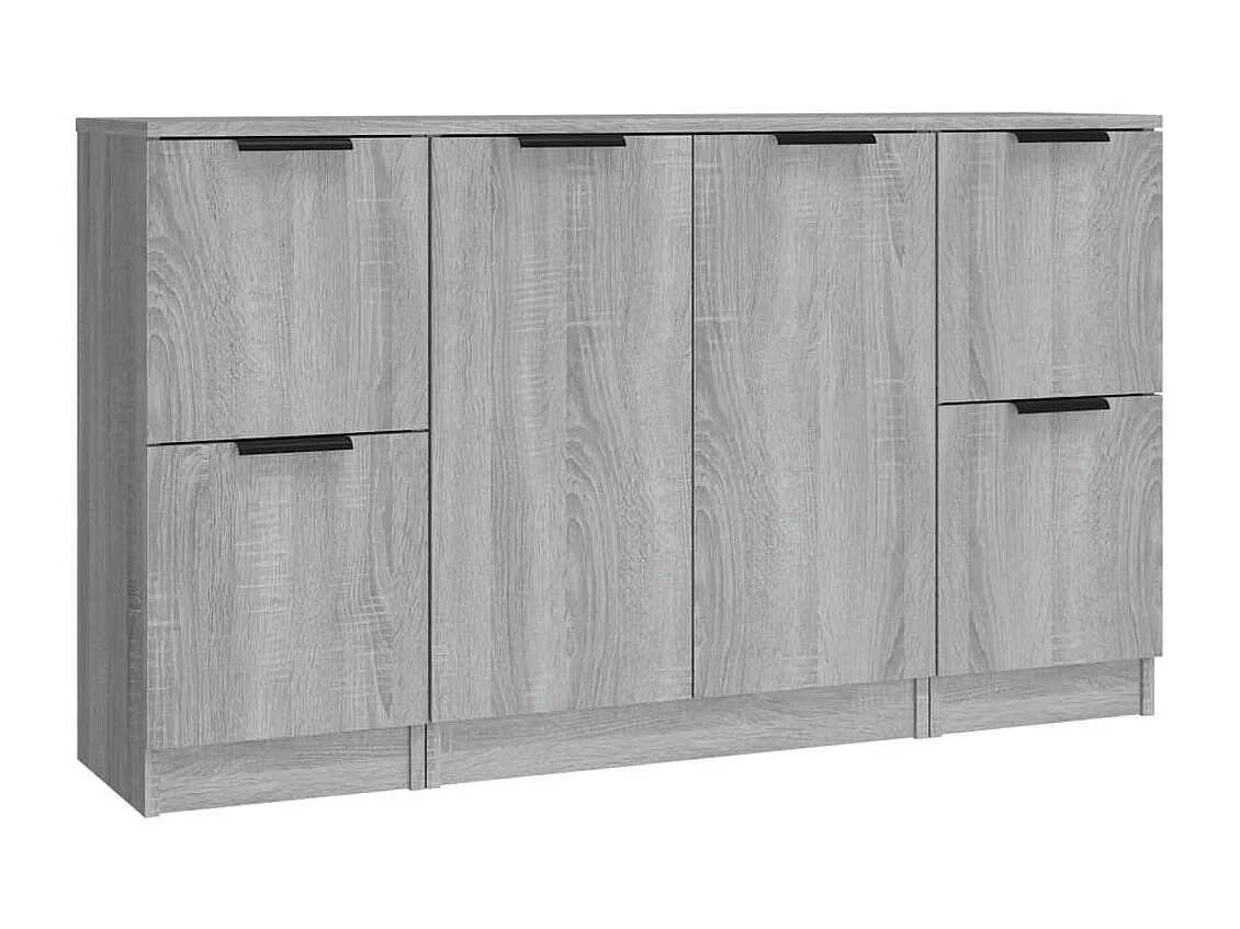 Buffets 3 pcs Sonoma gris Bois d'ingénierie