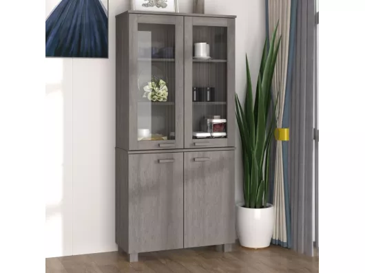 Kauf Unique Highboard HAMAR Massivholz Kiefer Hellgrau