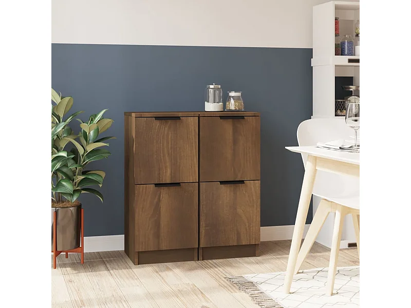 Buffets 2 pcs chêne marron 30x30x70 cm Bois d'ingénierie