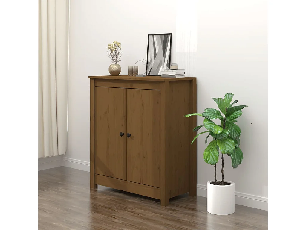 Buffet marron miel 70x35x80 cm bois massif de pin