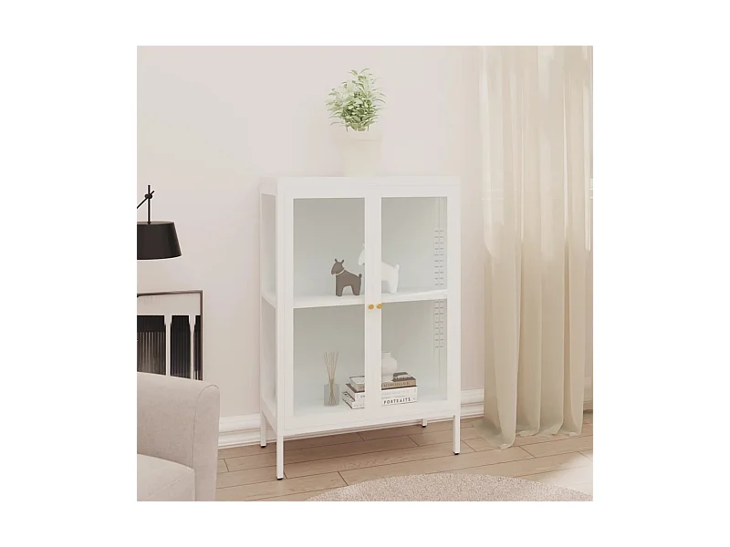 Sideboard Weiß 75x35x105 cm Stahl und Glas