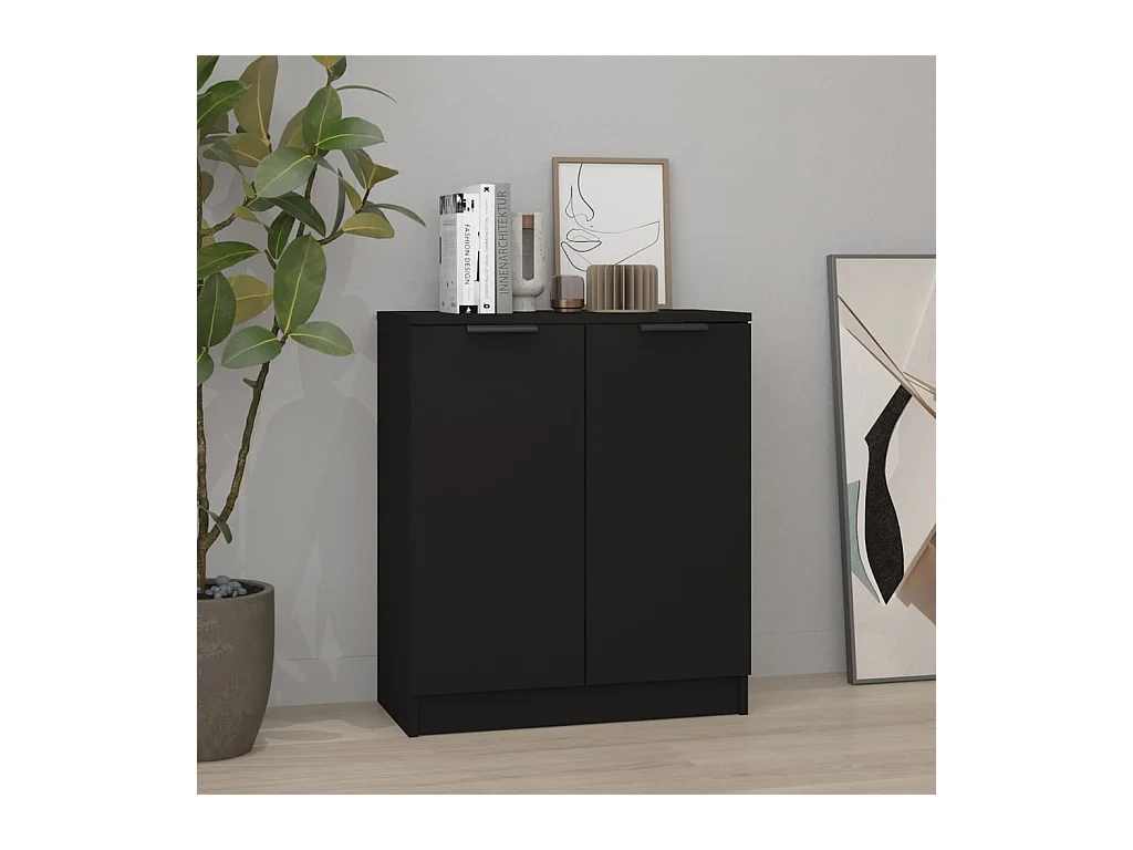 Dressoir 60x30x70 cm bewerkt hout zwart