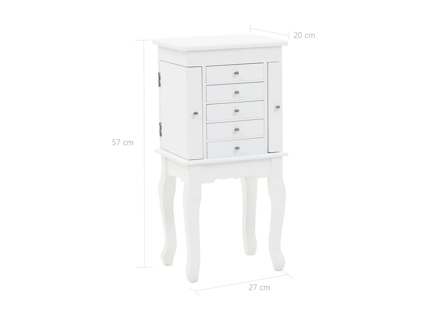Armoire à bijoux sur pieds Blanc