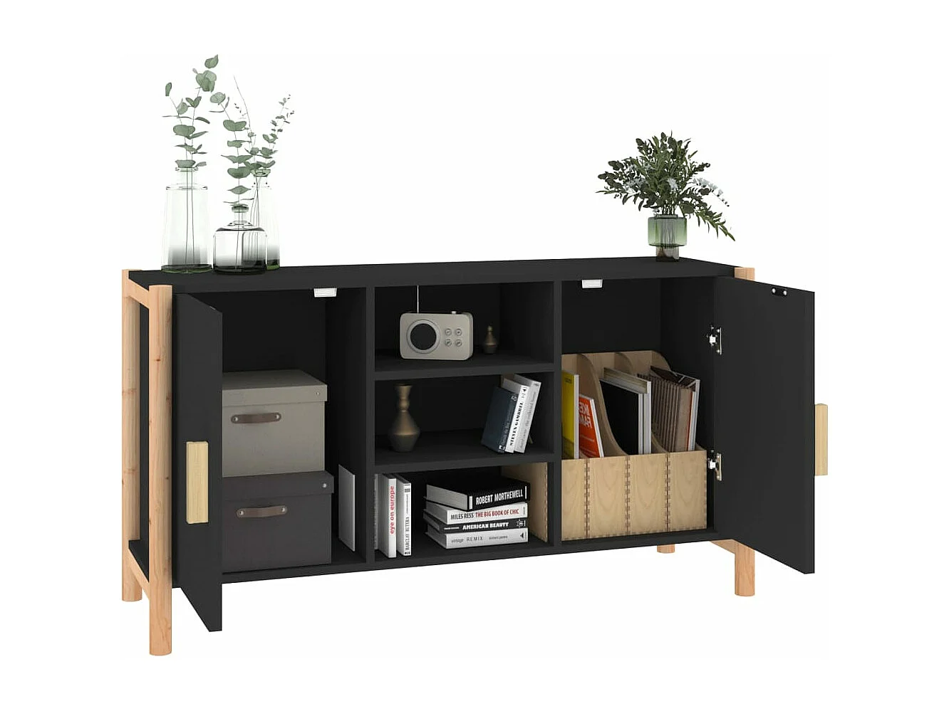 Sideboard Schwarz 107x38x60 cm Holzwerkstoff