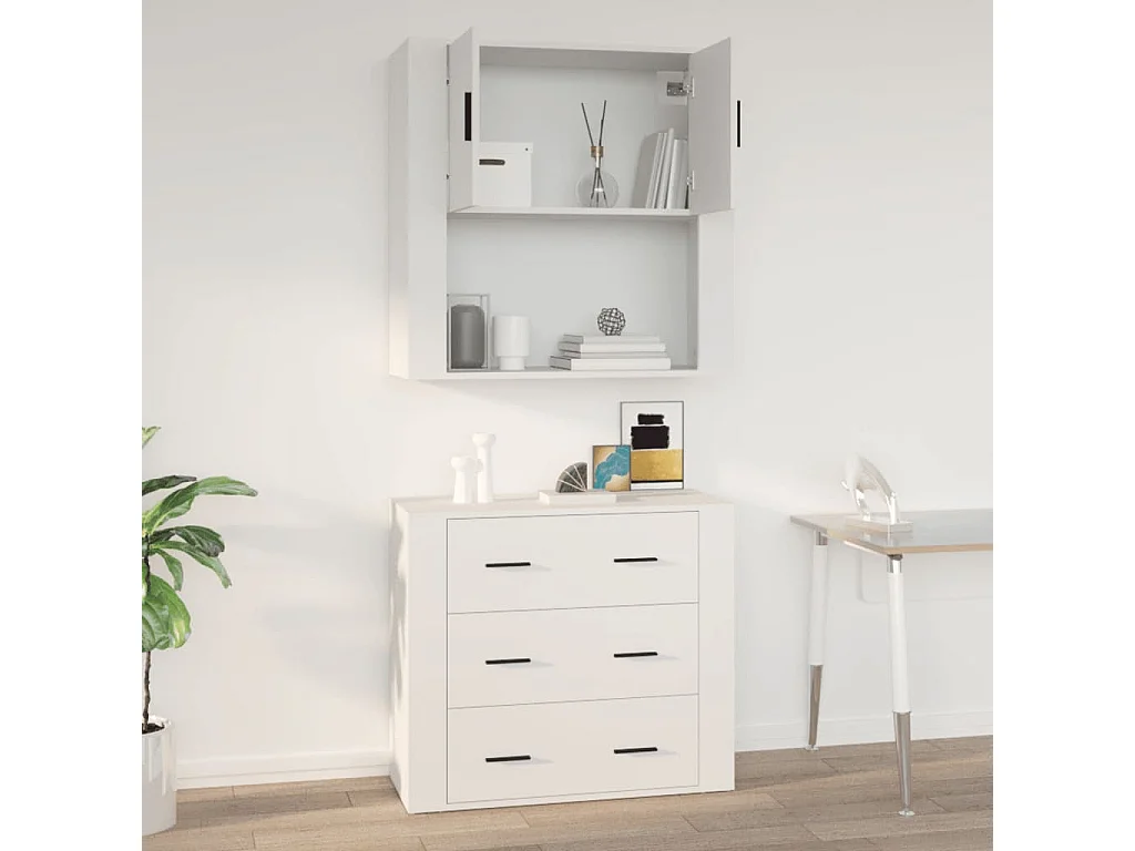 Mobile a Parete Bianco 80x33x80 cm in Legno Multistrato
