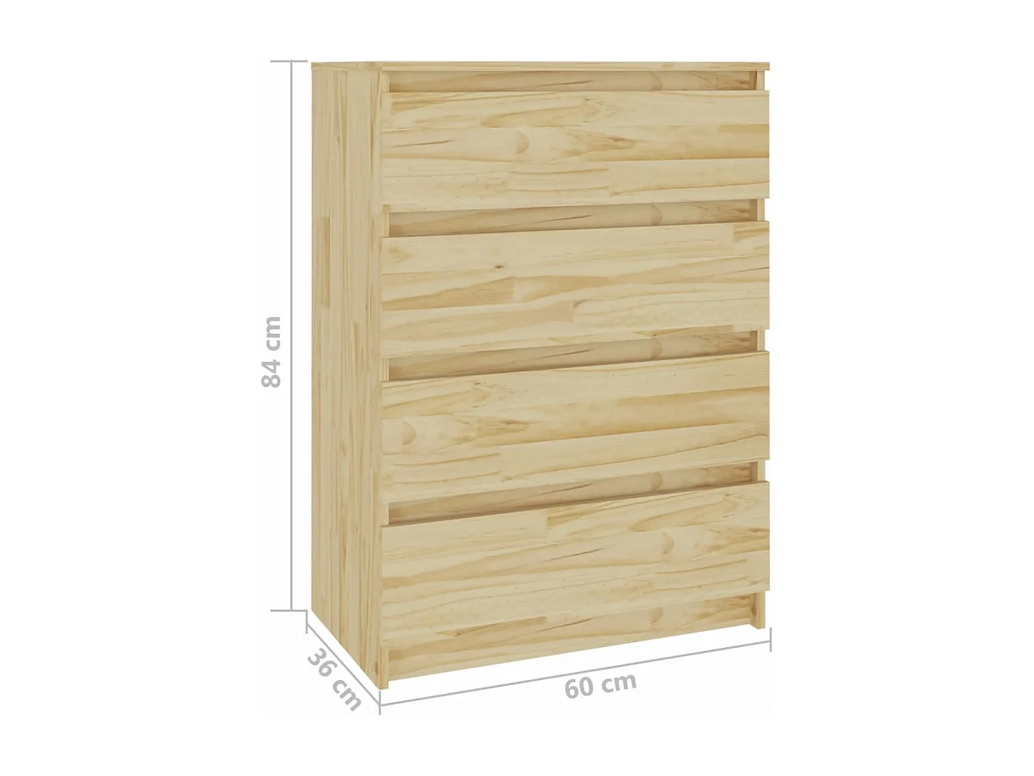 Mueble auxiliar madera maciza de pino 60x36x84 cm