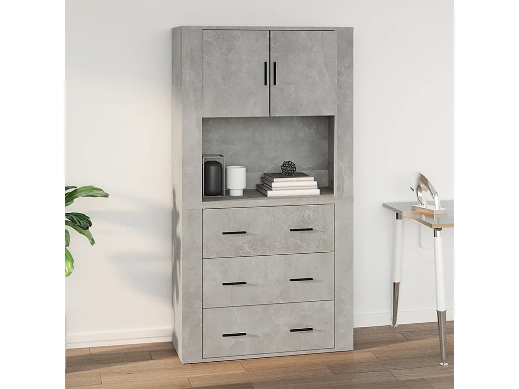 Wandkast 80x33x80 cm bewerkt hout betongrijs