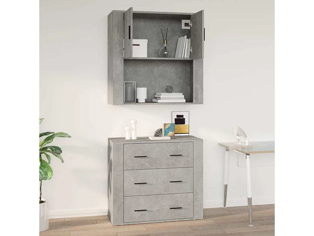 Wandschrank Betongrau 80x33x80 cm Holzwerkstoff