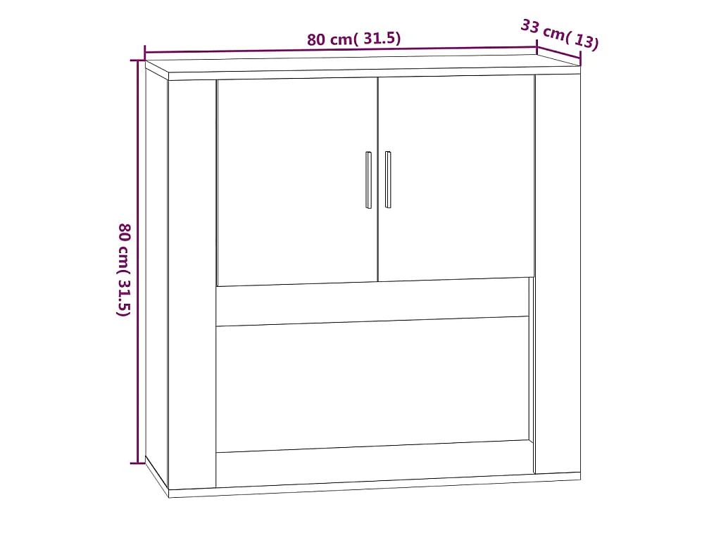 Wandkast 80x33x80 cm bewerkt hout betongrijs