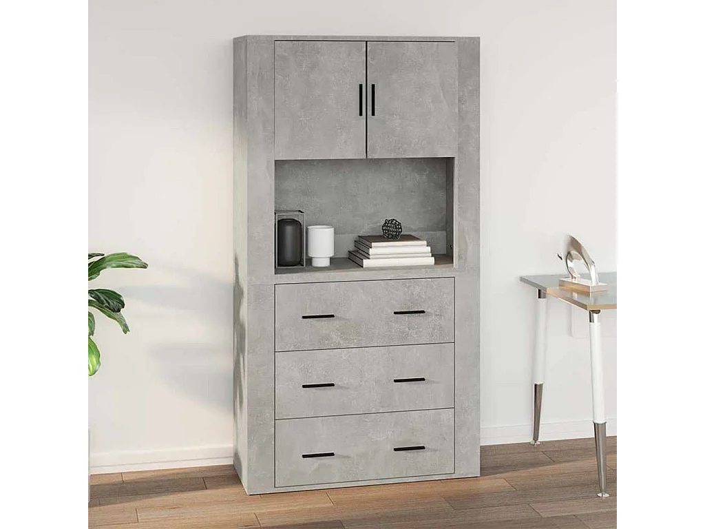 Wandkast 80x33x80 cm bewerkt hout betongrijs
