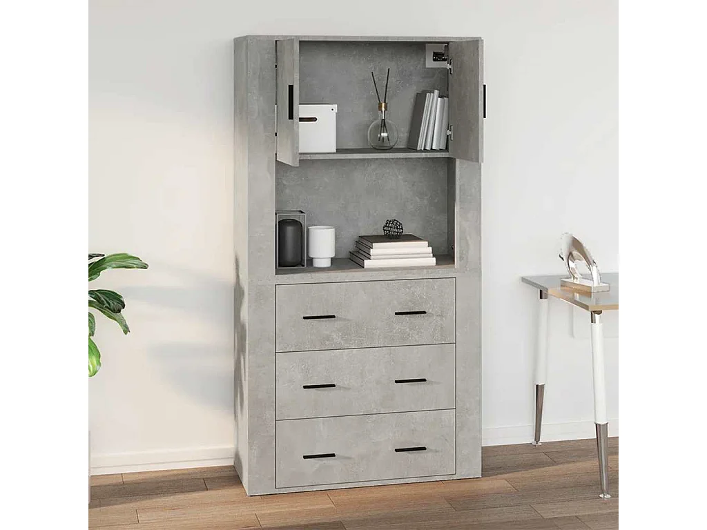 Wandkast 80x33x80 cm bewerkt hout betongrijs