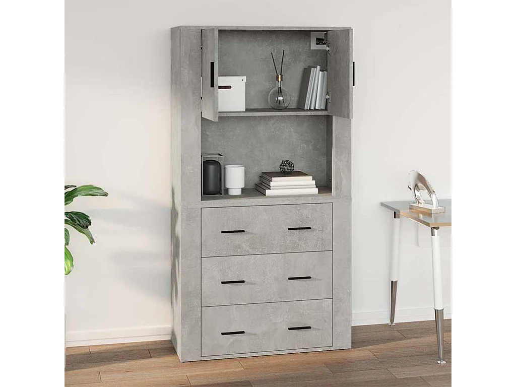 Wandkast 80x33x80 cm bewerkt hout betongrijs