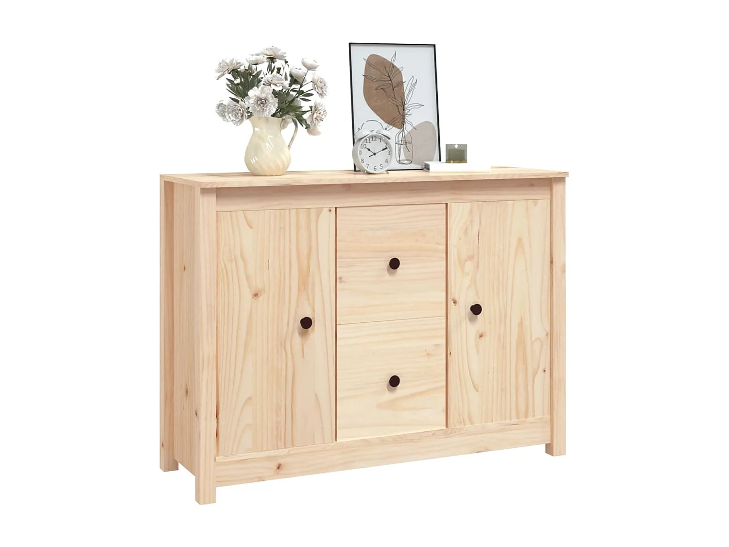 Credenza 100x35x74 cm in Legno Massello di Pino