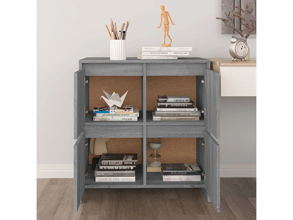Buffets 2 pcs Sonoma gris 70x41x75 cm Bois d'ingénierie