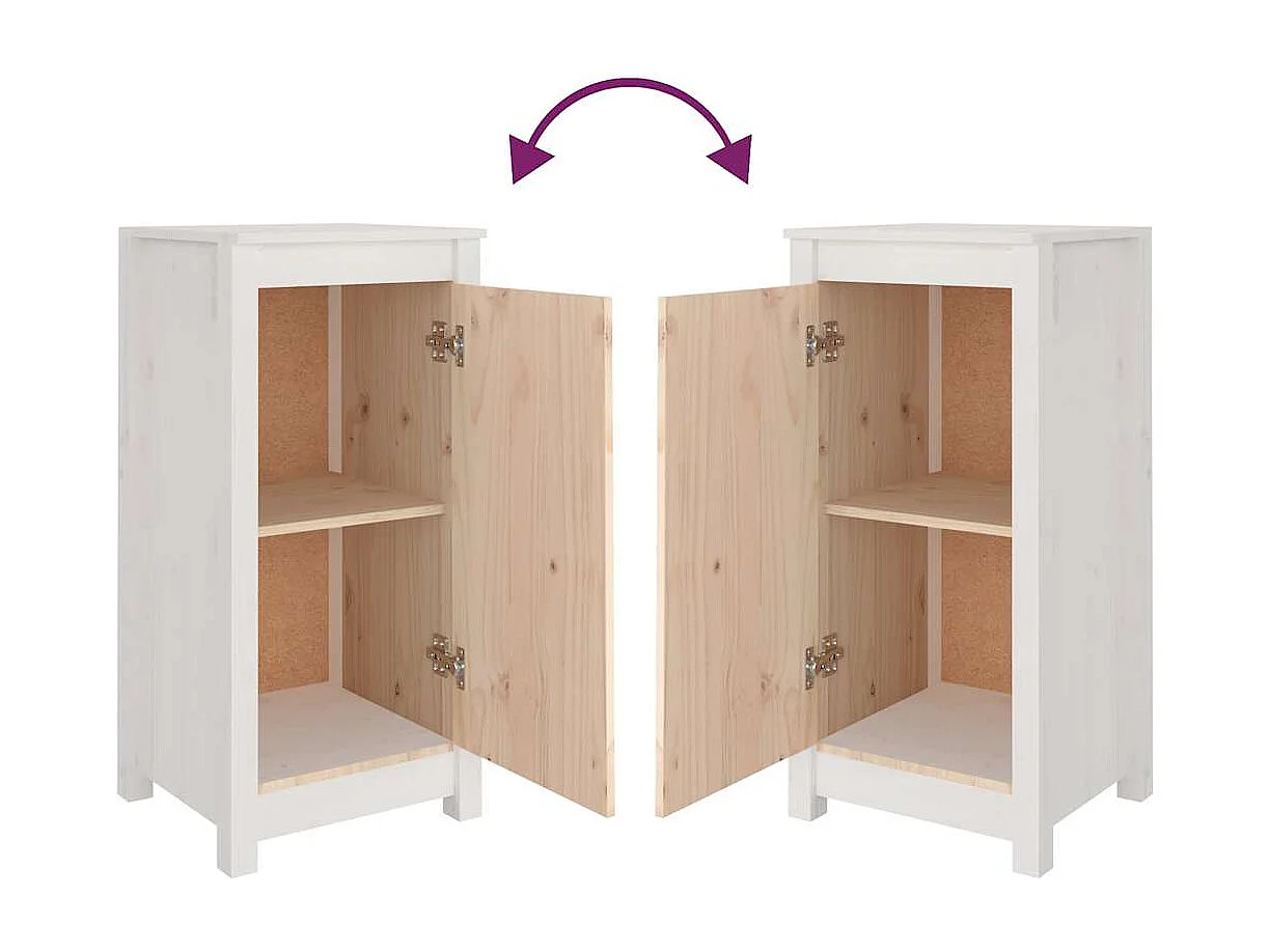 Buffets 2 pcs blanc 39x35x80 cm bois massif de pin