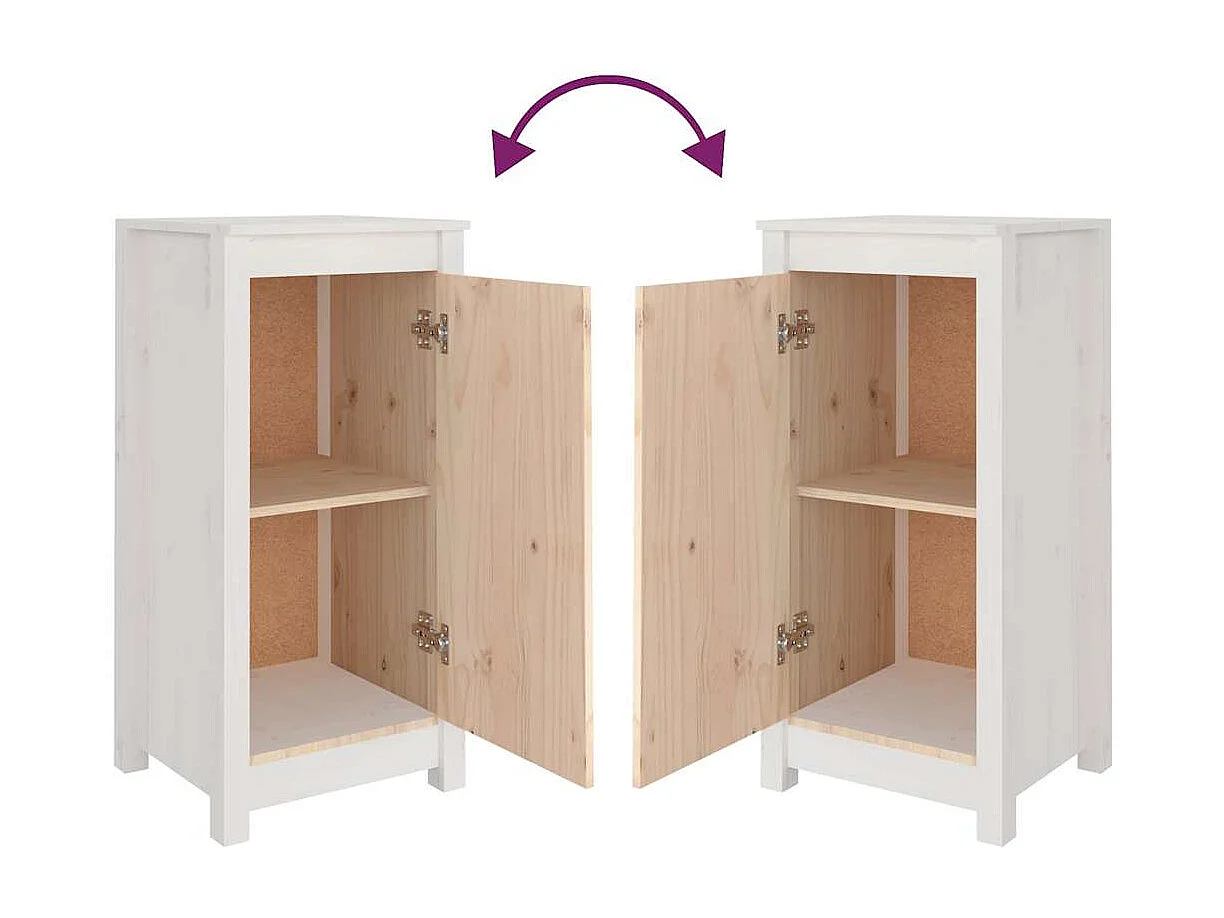 Sideboards 2 Stk. Weiß 39x35x80 cm Massivholz Kiefer