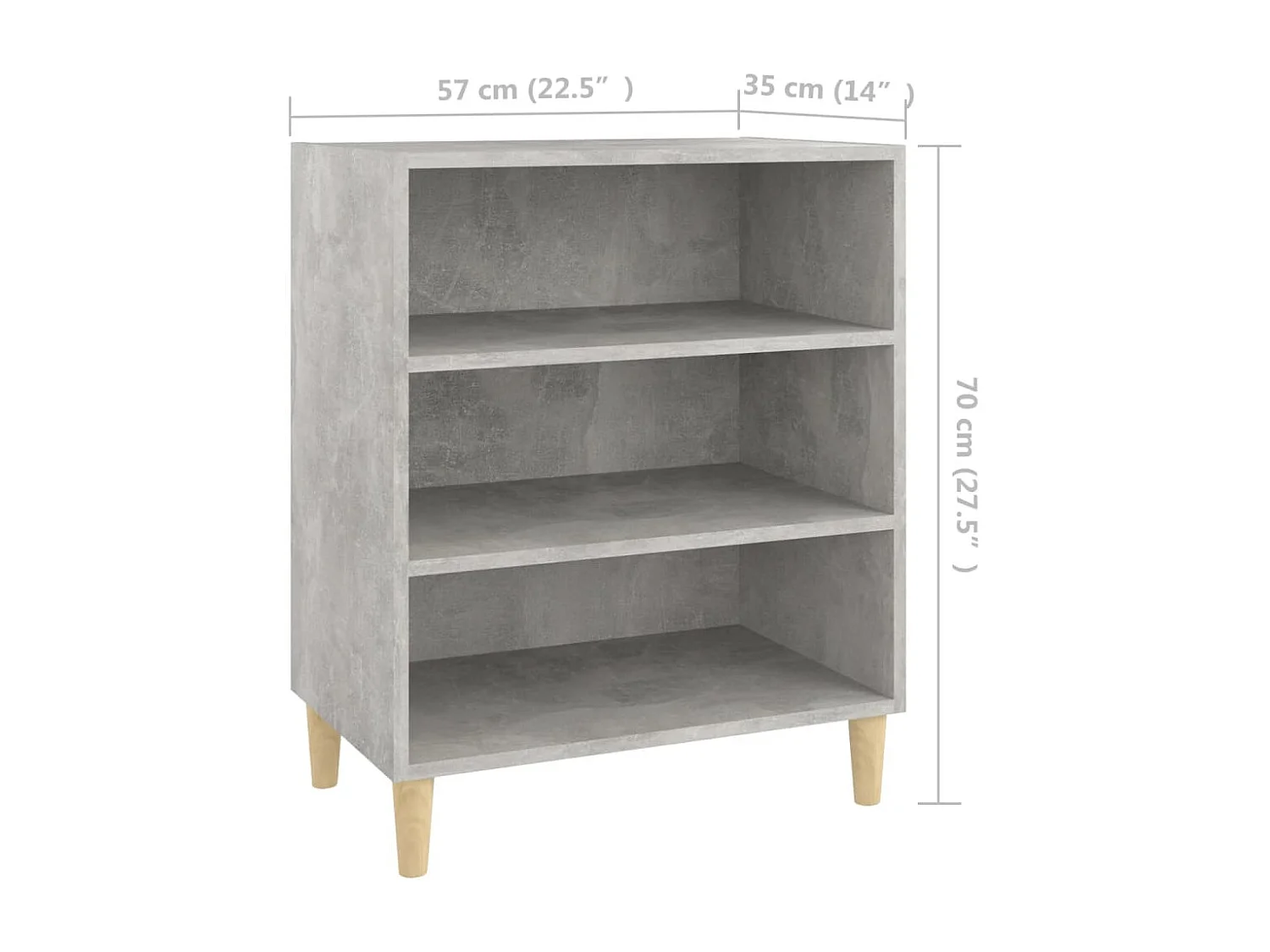 Buffet gris béton 57x35x70 cm bois d'ingénierie