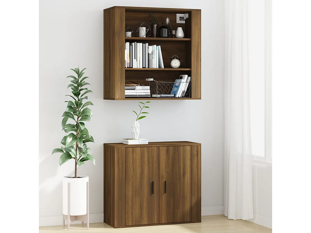 Armário parede 80x33x80 cm madeira processada carvalho castanho