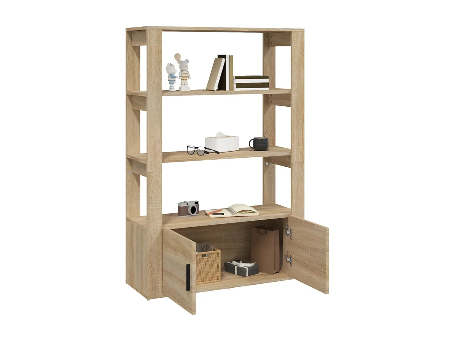 Dressoir 80x30x119,5 cm bewerkt hout sonoma eikenkleurig