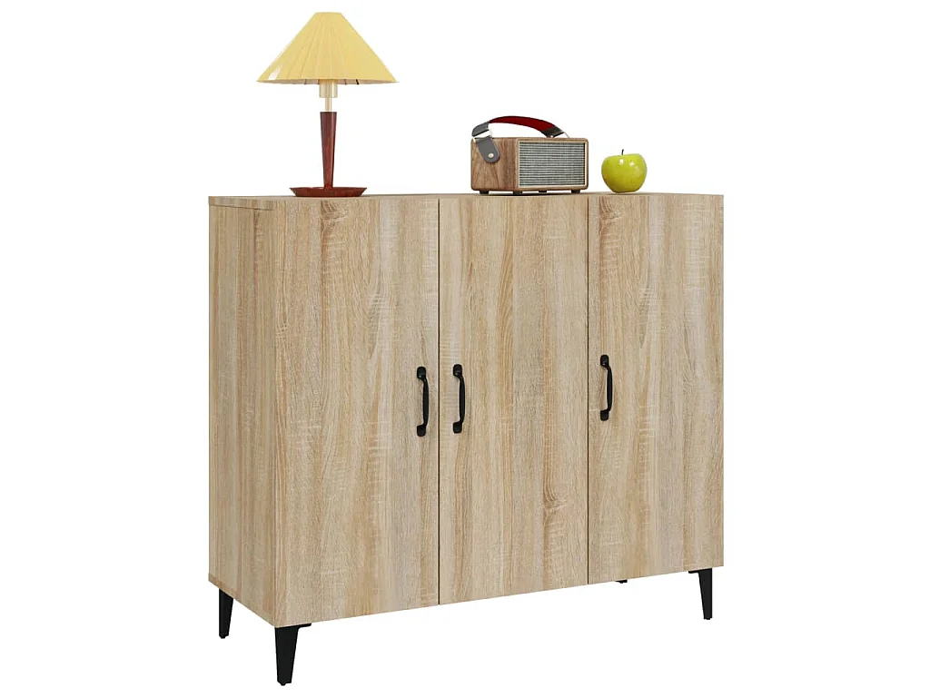 Dressoir 90x34x80 cm bewerkt hout sonoma eikenkleurig