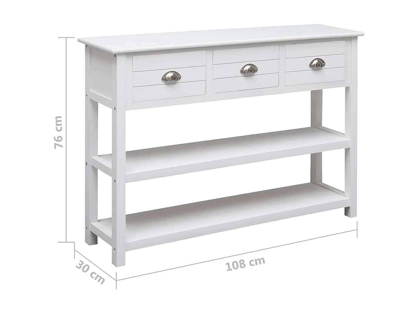 Buffet Blanc 108x30x76 cm Bois de Paulownia massif