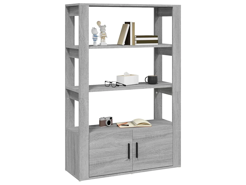 Dressoir 80x30x119,5 cm bewerkt hout grijs sonoma eikenkleurig