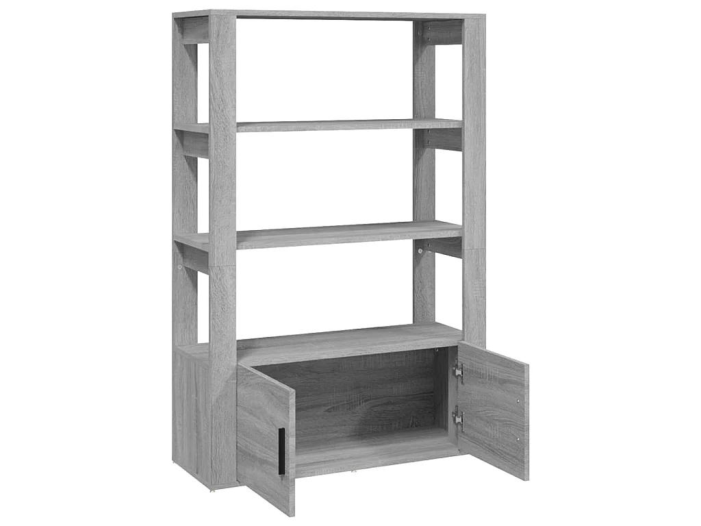 Dressoir 80x30x119,5 cm bewerkt hout grijs sonoma eikenkleurig