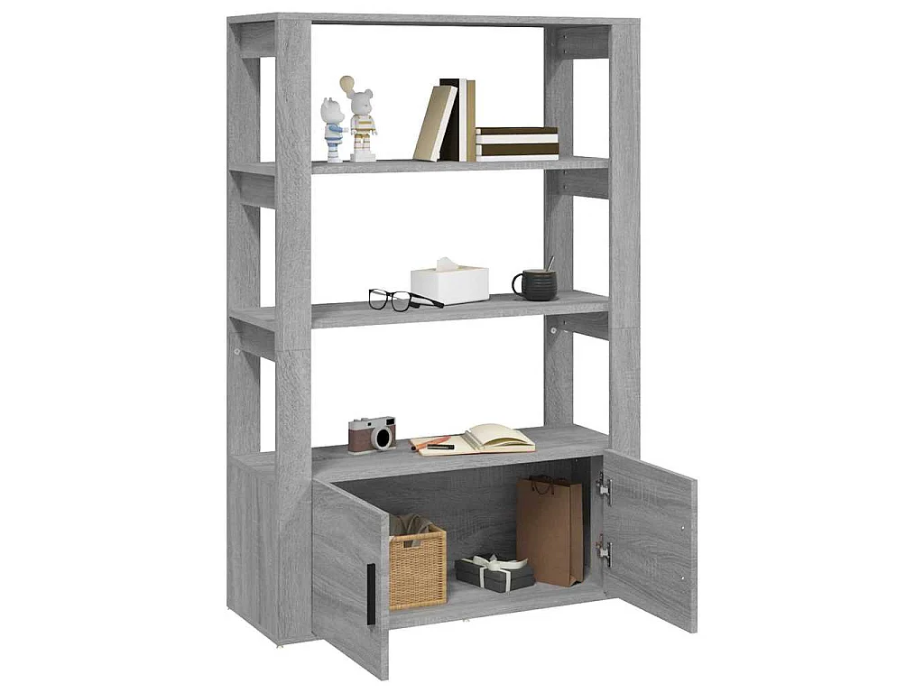 Dressoir 80x30x119,5 cm bewerkt hout grijs sonoma eikenkleurig