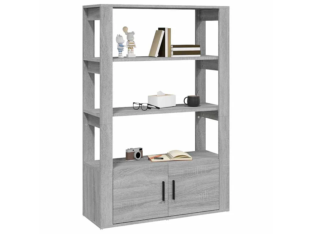 Dressoir 80x30x119,5 cm bewerkt hout grijs sonoma eikenkleurig