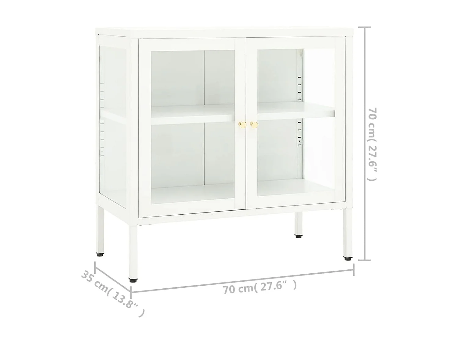 Buffet Blanc 70x35x70 cm Acier et verre