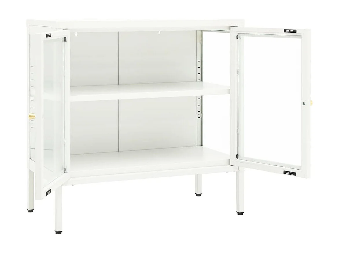 Buffet Blanc 70x35x70 cm Acier et verre