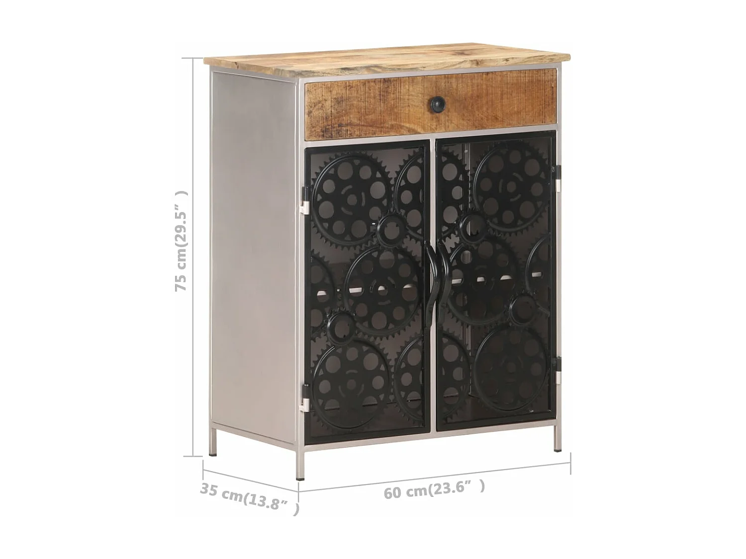 Sideboard 60x35x75 cm Raues Mangoholz & Eisen