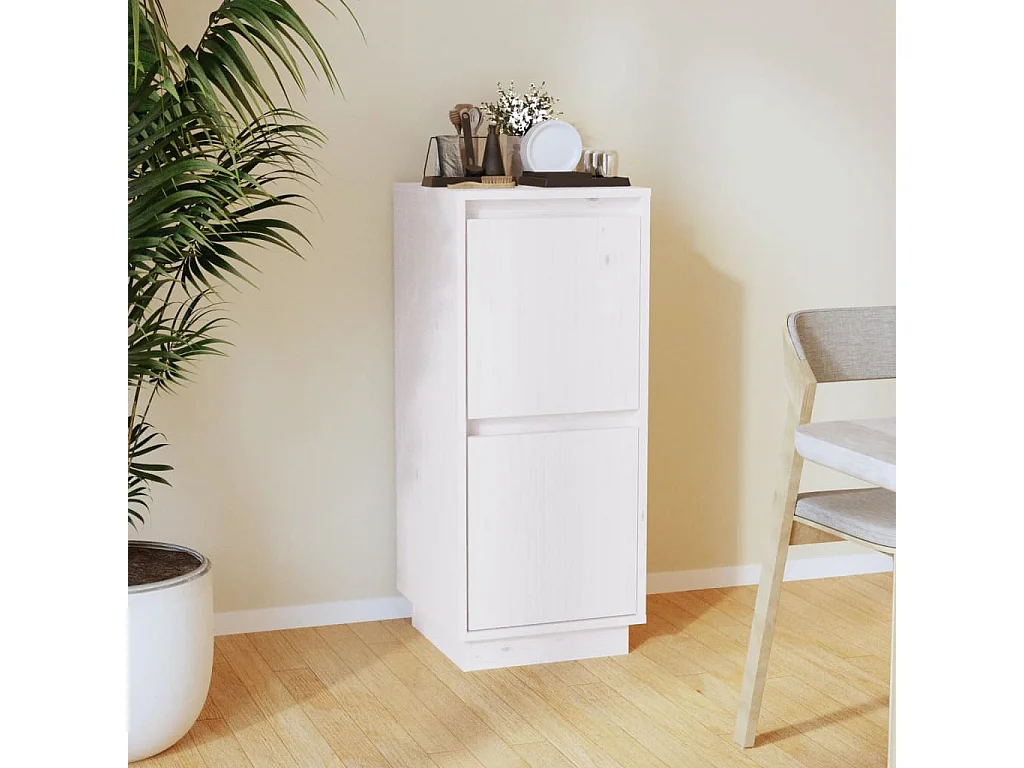 Buffet Blanc 31,5x34x75 cm Bois massif de pin
