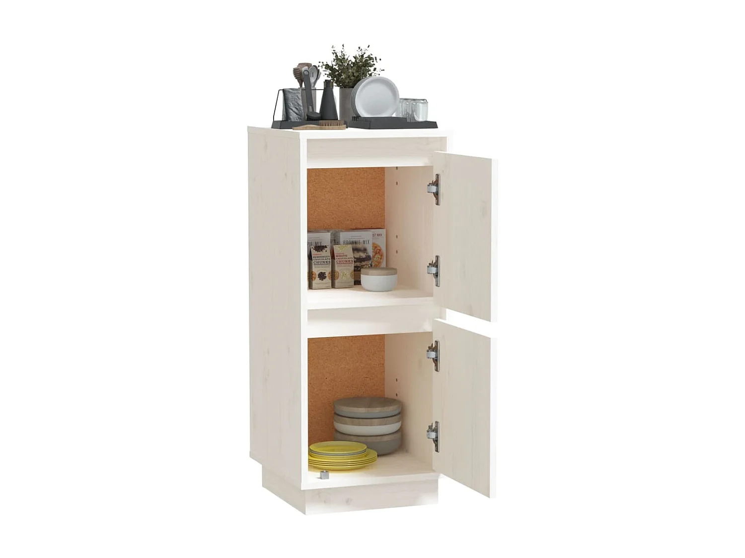 Buffet Blanc 31,5x34x75 cm Bois massif de pin