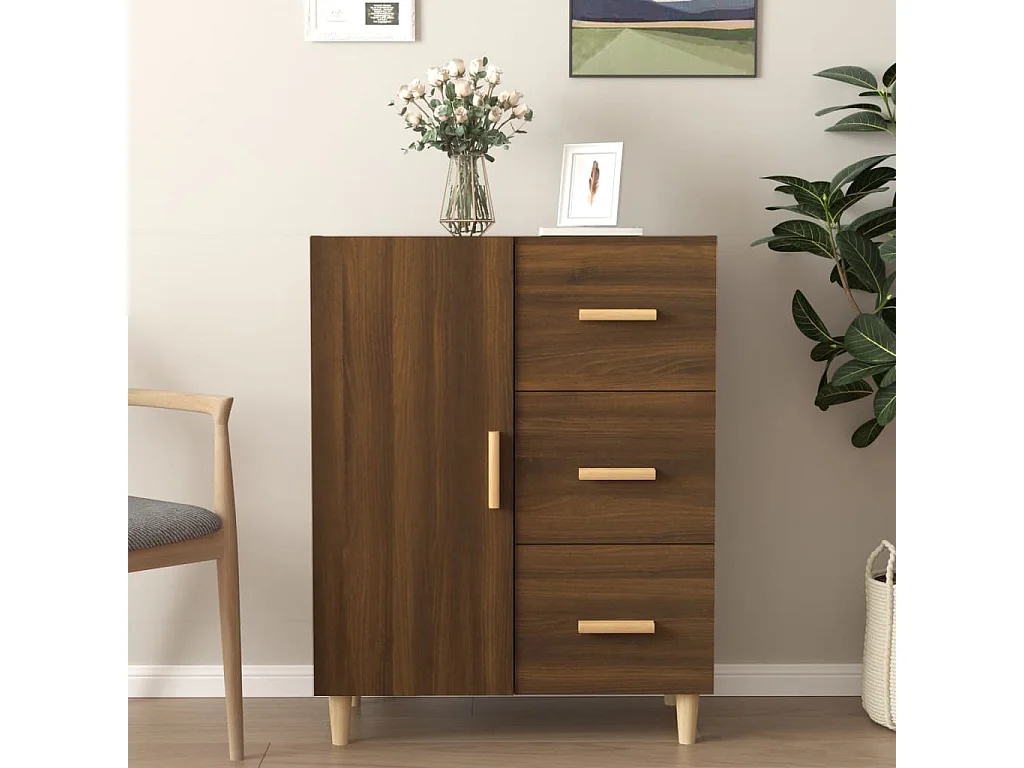Buffet chêne marron 69,5x34x90 cm bois d'ingénierie