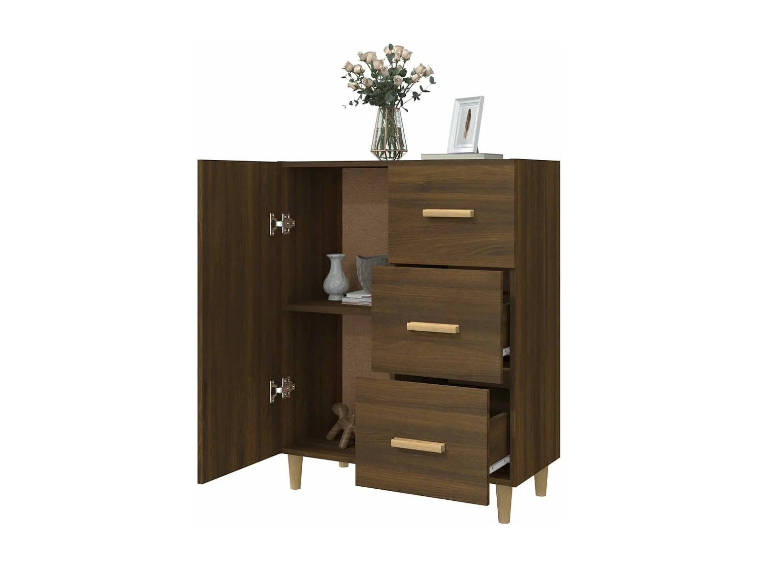 Buffet chêne marron 69,5x34x90 cm bois d'ingénierie