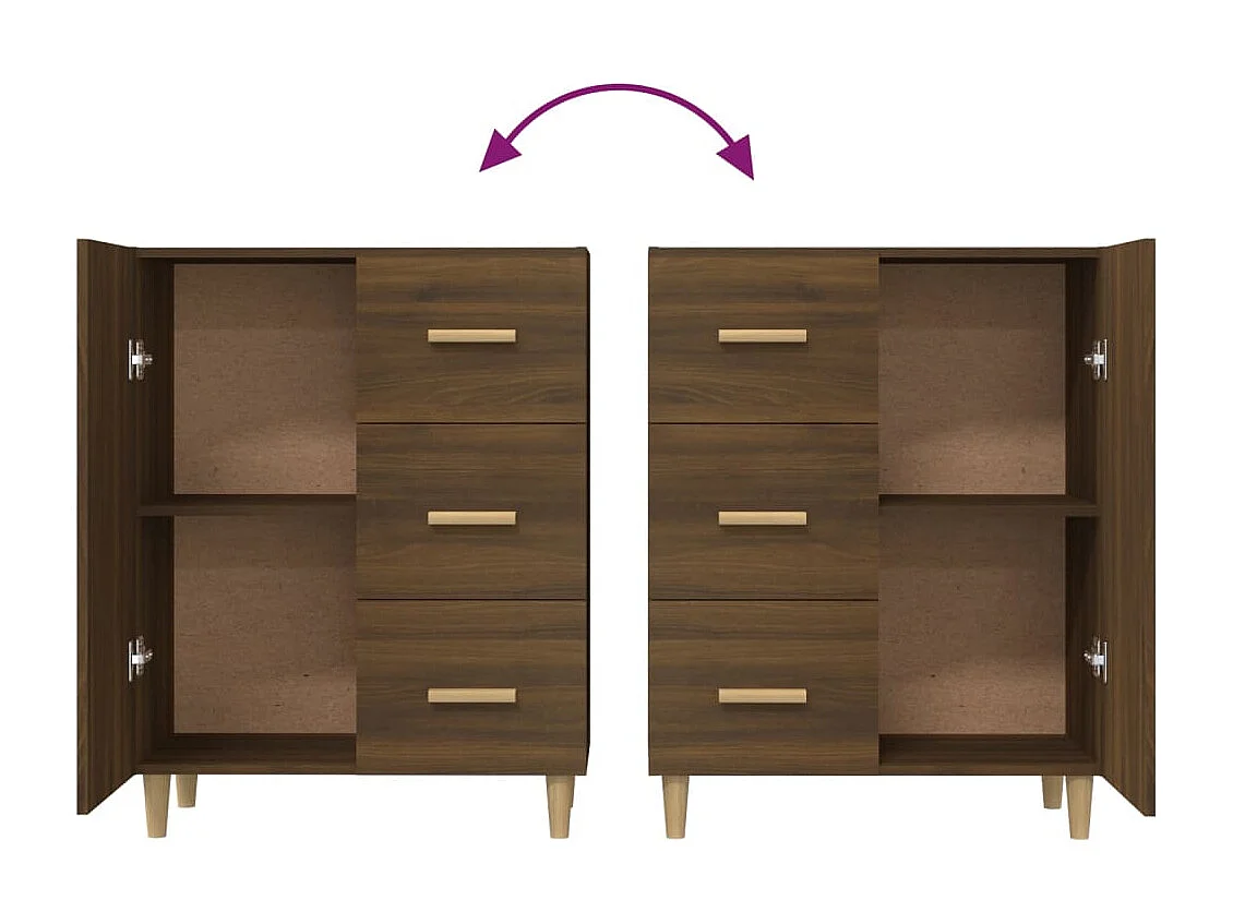 Buffet chêne marron 69,5x34x90 cm bois d'ingénierie