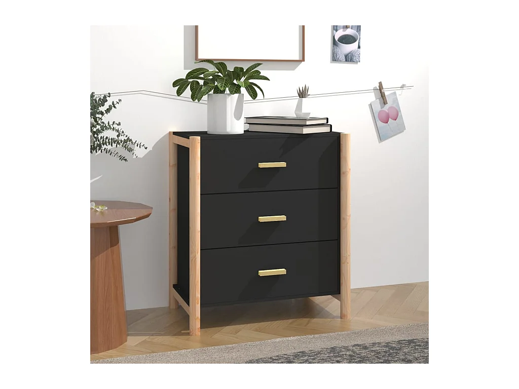 Buffet Noir 62x38x70 cm Bois d'ingénierie