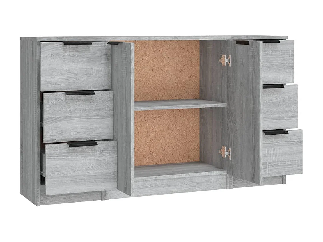 Buffets 3 pcs Sonoma gris Bois d'ingénierie