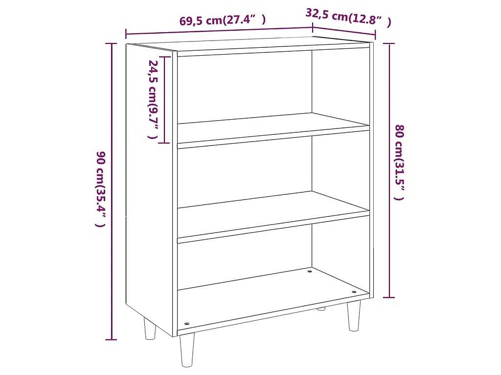Sideboard Weiß 69,5x32,5x90 cm Holzwerkstoff