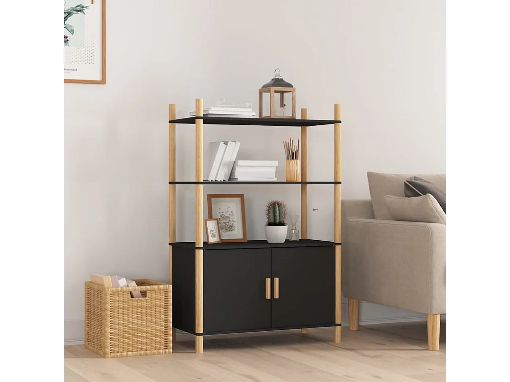 Highboard Schwarz 80x40x121 cm Holzwerkstoff