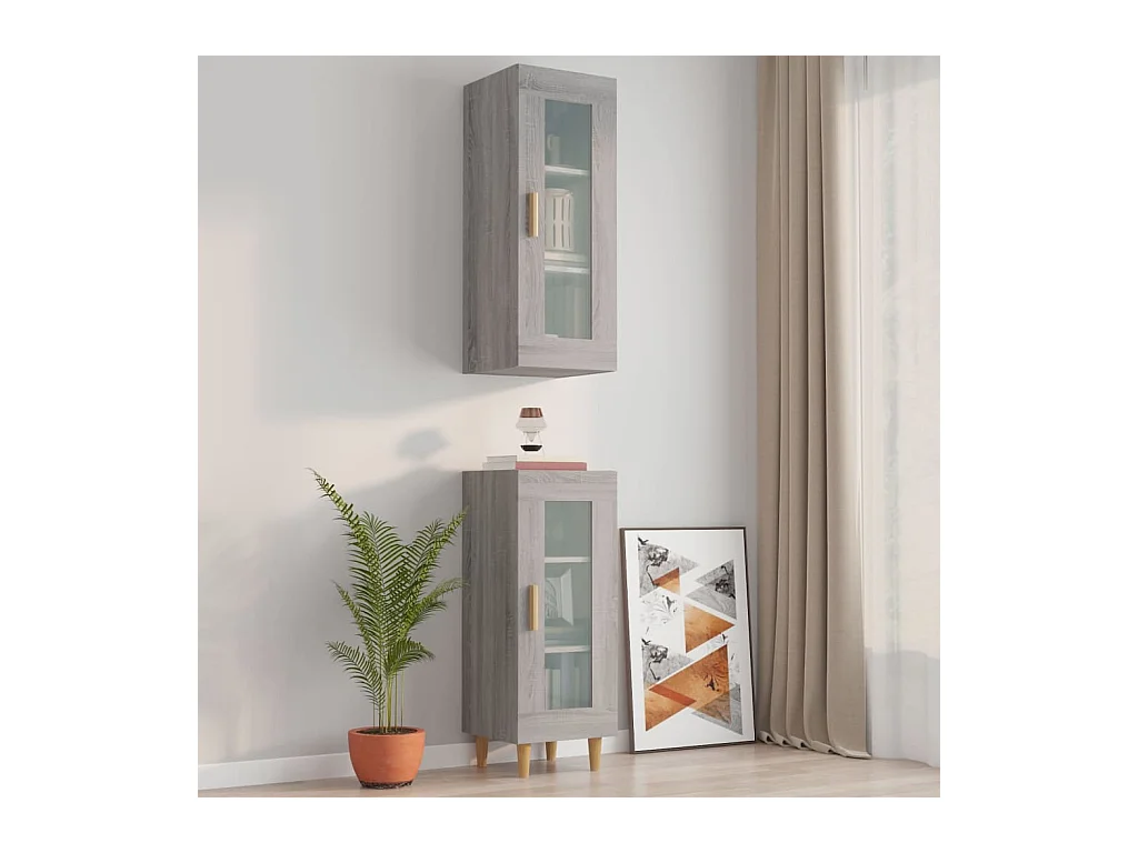 Armoire murale suspendue Sonoma gris 34,5x34x90 cm