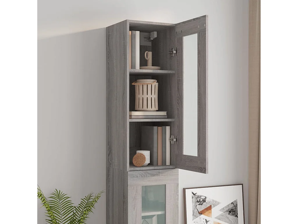 Armoire murale suspendue Sonoma gris 34,5x34x90 cm