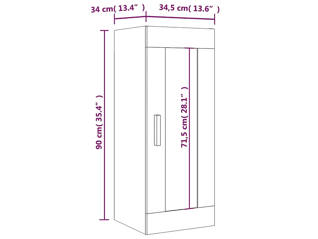 Armadietto Pensile a Parete Grigio Sonoma 34,5x34x90 cm