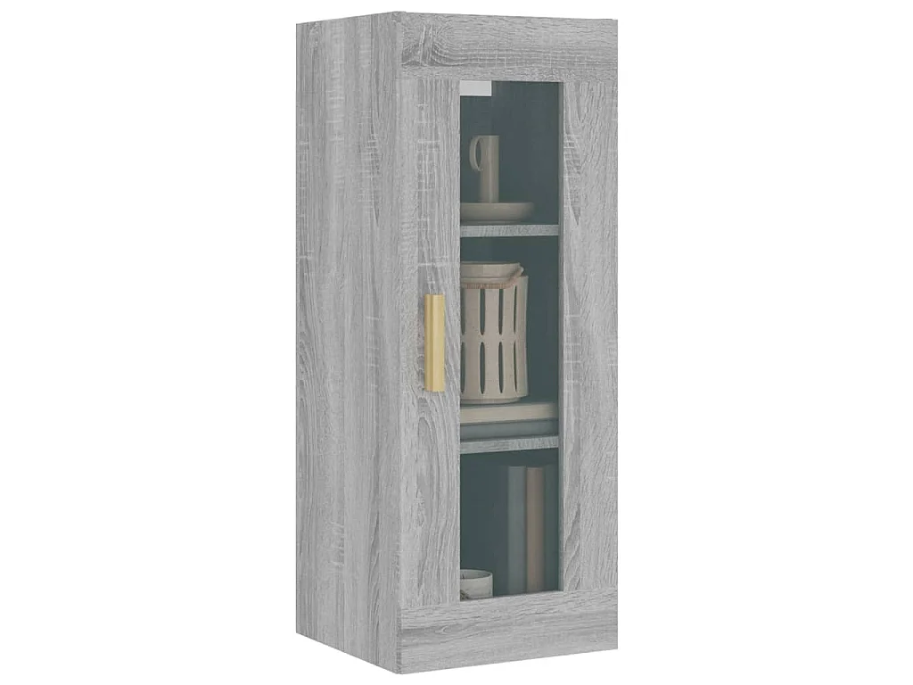 Armadietto Pensile a Parete Grigio Sonoma 34,5x34x90 cm